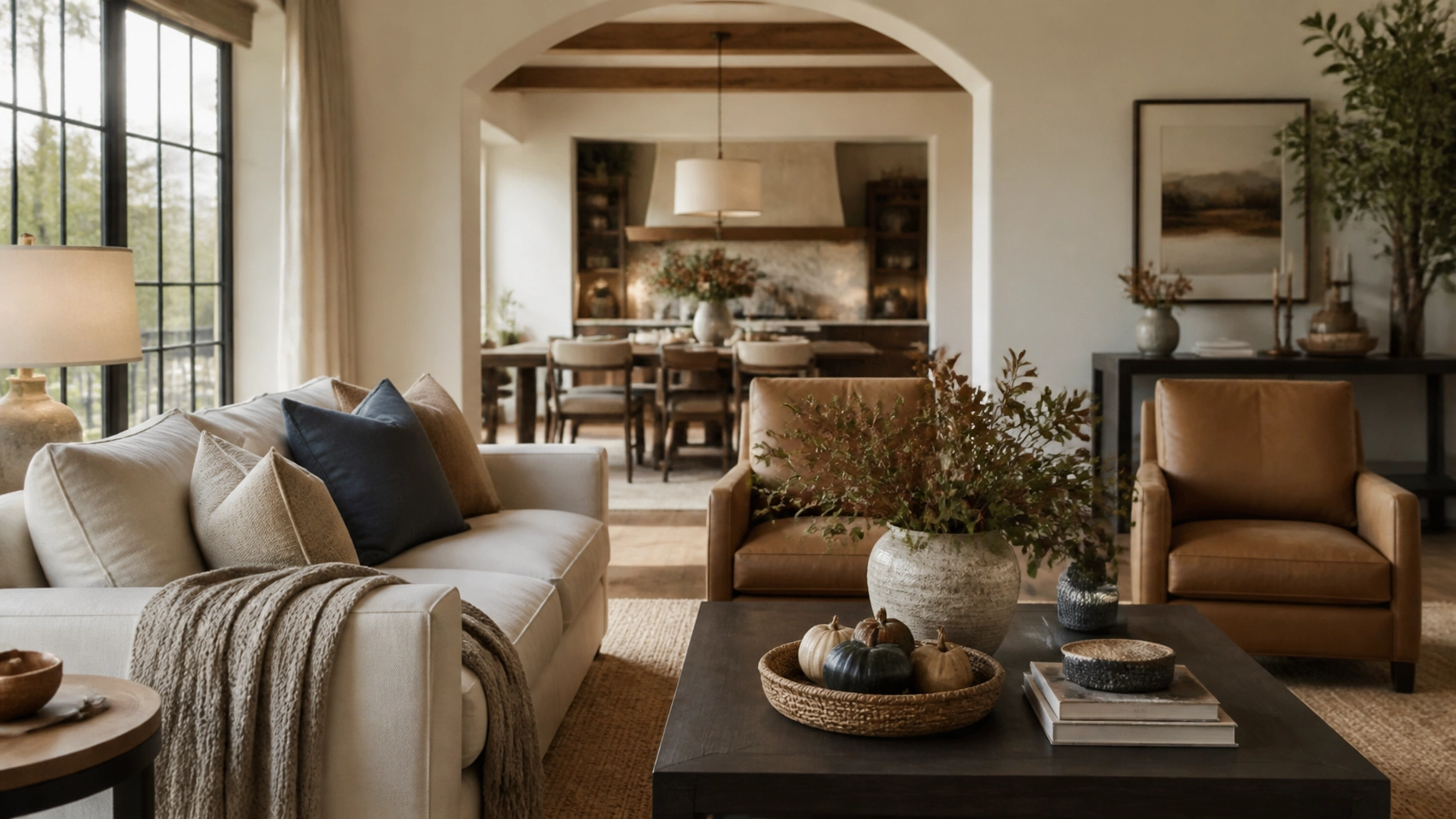 Generic upscale furnished interior with seasonal textures